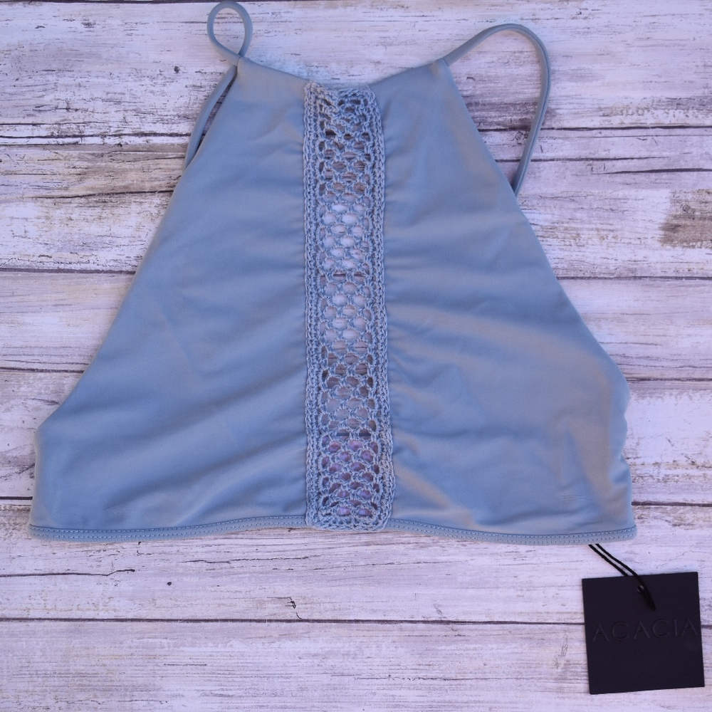 Acacia Swim Sky MALIBU Crochet Halter Bikini Top